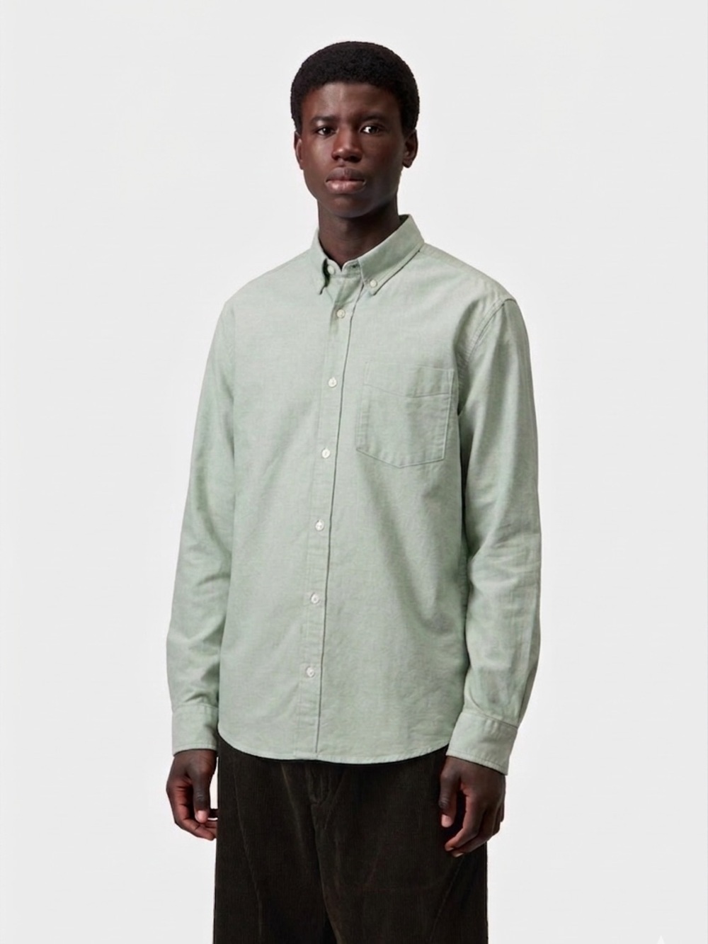 153 CARHARTT WIP Men's Cotton Regular Fit LS Button Down Pocket Shirt, Green, XL